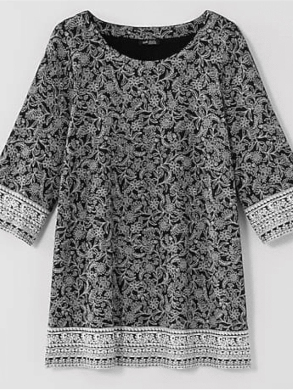 J Jill Women’s Wearever floral print crewneck long tunic top soft size small NWT
